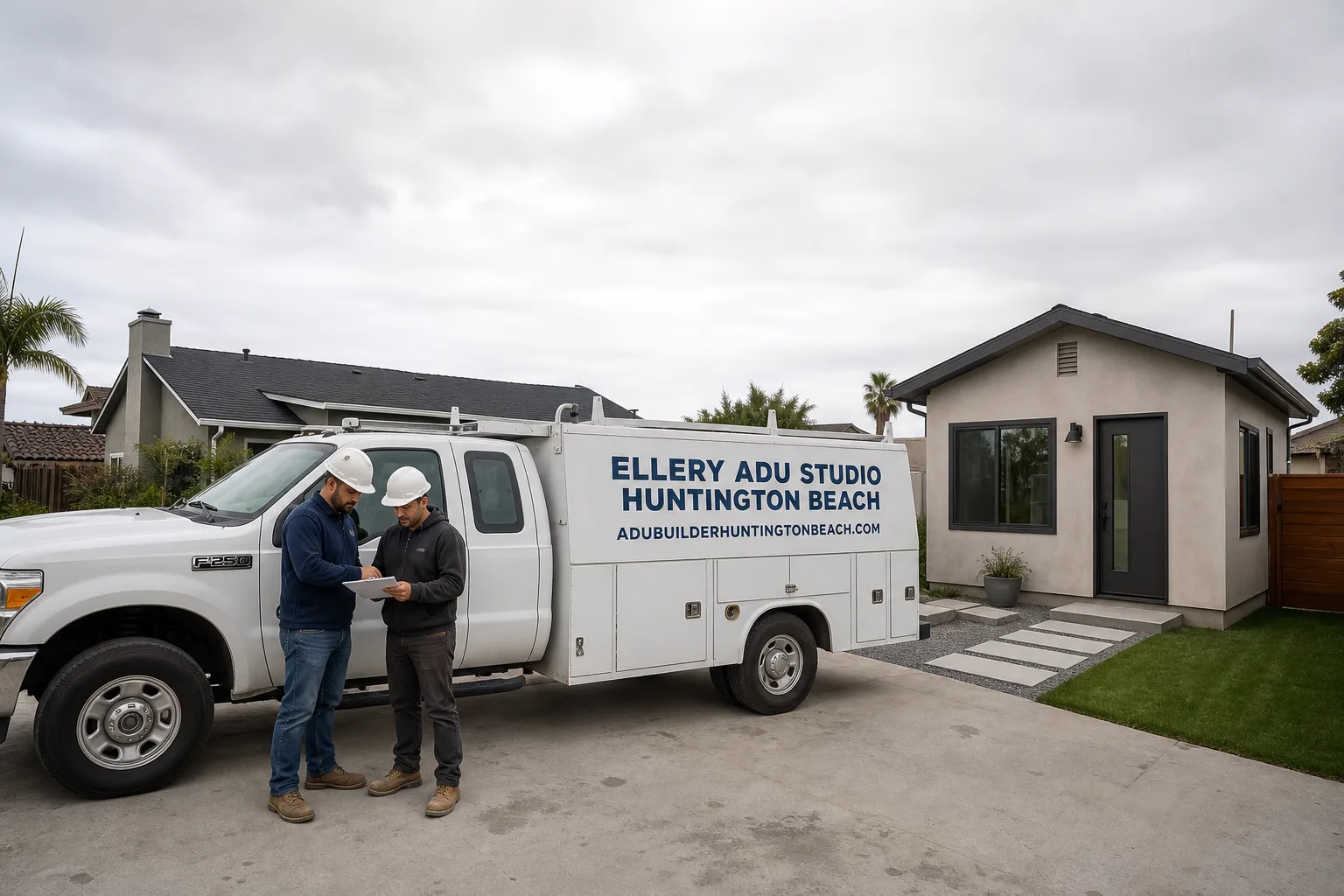 Ellery ADU Studio Huntington Beach adu service vehicle and crew in Huntington Beach, CA